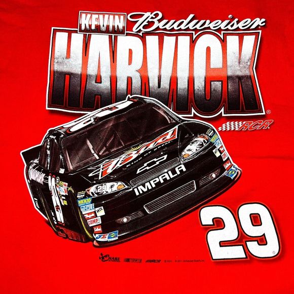 Nascar Chase Authentics Men Medium Red Kevin Harvick 29 Budweiser T-shirt - Picture 4 of 5